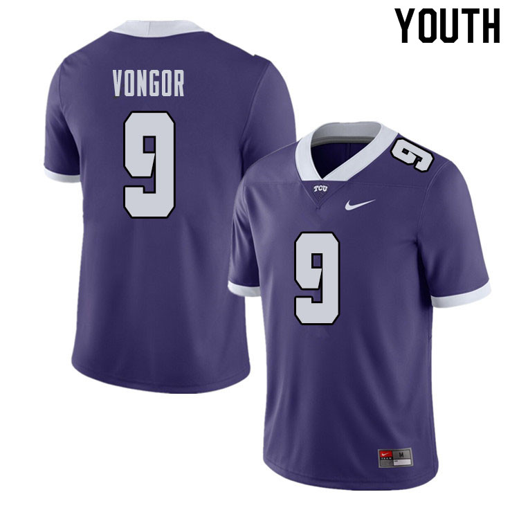 Youth #9 Atanza Vongor TCU Horned Frogs College Football Jerseys Sale-Purple - Click Image to Close